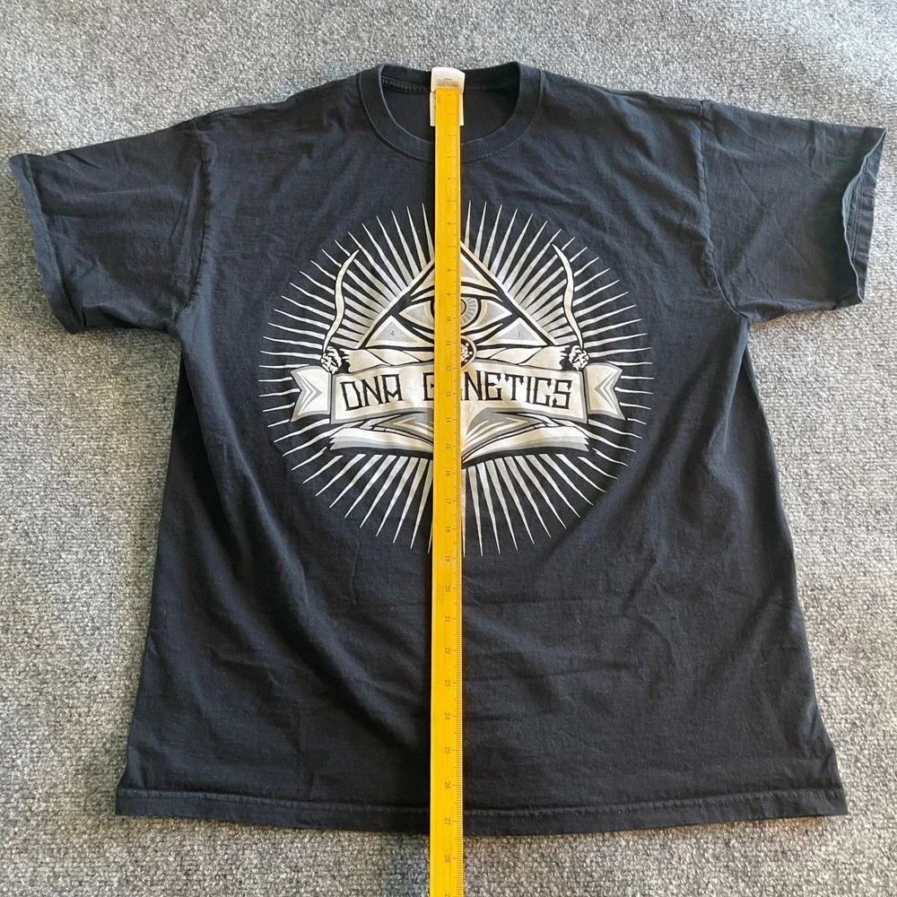 DNA Genetics Mens XL Black Graphic T-Shirt Eye of Providence Occult Streetwear - Picture 3 of 6